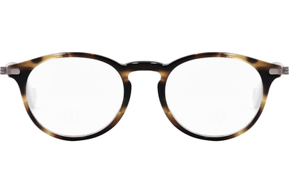 moncler round black eyeglasses frame viewed from the front.