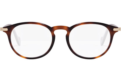 moncler round black eyeglasses frame viewed from the front.