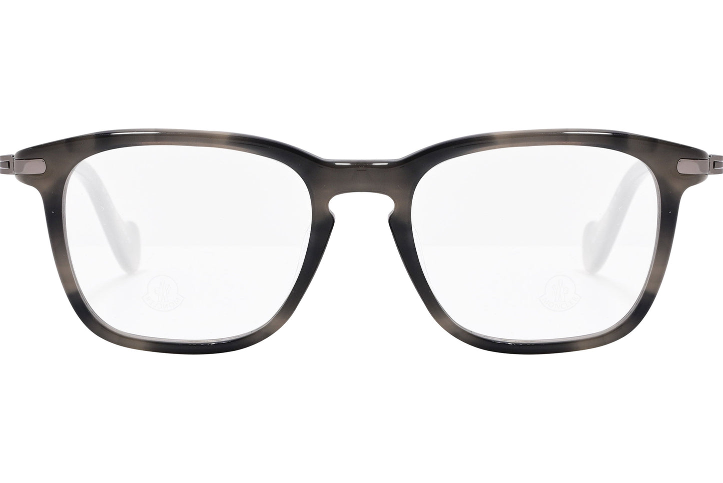 moncler round black eyeglasses frame viewed from the front.