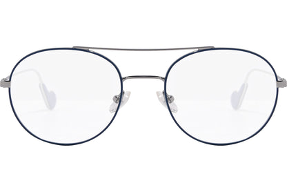 moncler round black eyeglasses frame viewed from the front.