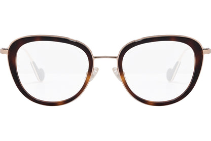 moncler round black eyeglasses frame viewed from the front.