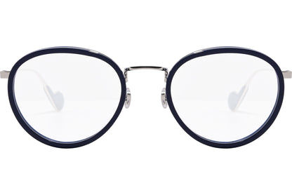 moncler round black eyeglasses frame viewed from the front.