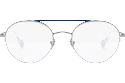 moncler round black eyeglasses frame viewed from the front.