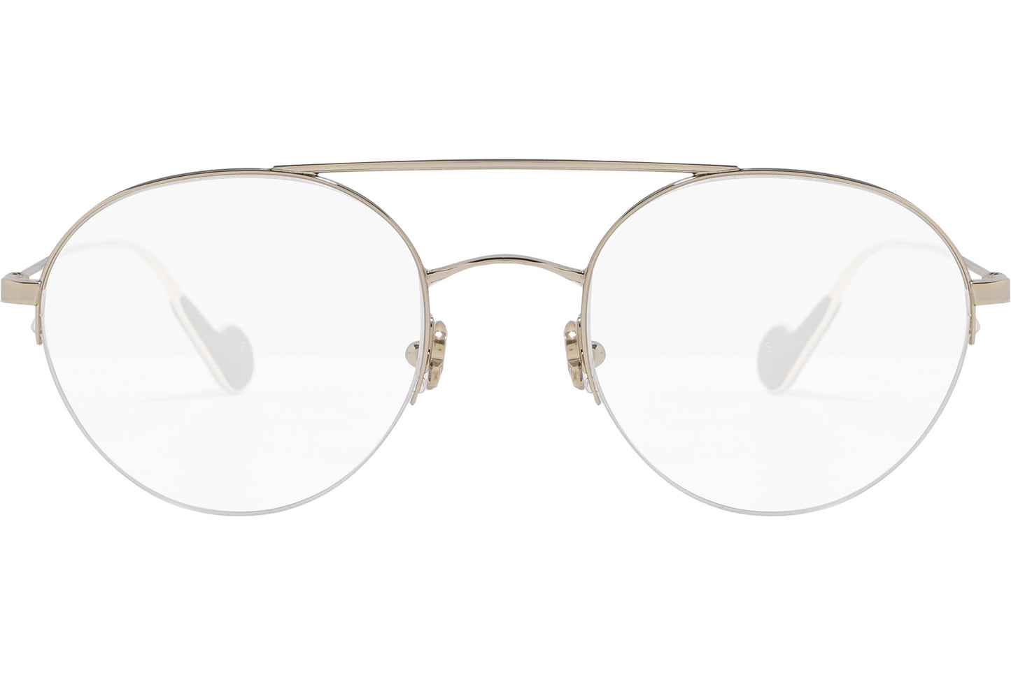 moncler round black eyeglasses frame viewed from the front.