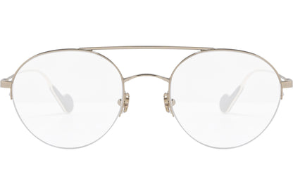 moncler round black eyeglasses frame viewed from the front.