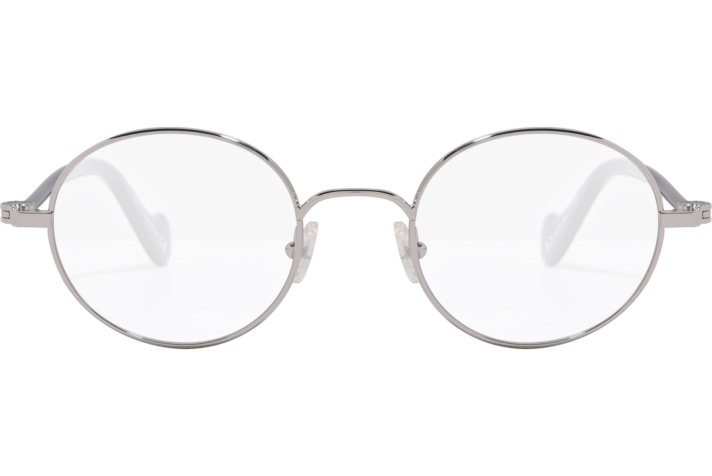 moncler round black eyeglasses frame viewed from the front.