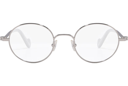 moncler round black eyeglasses frame viewed from the front.