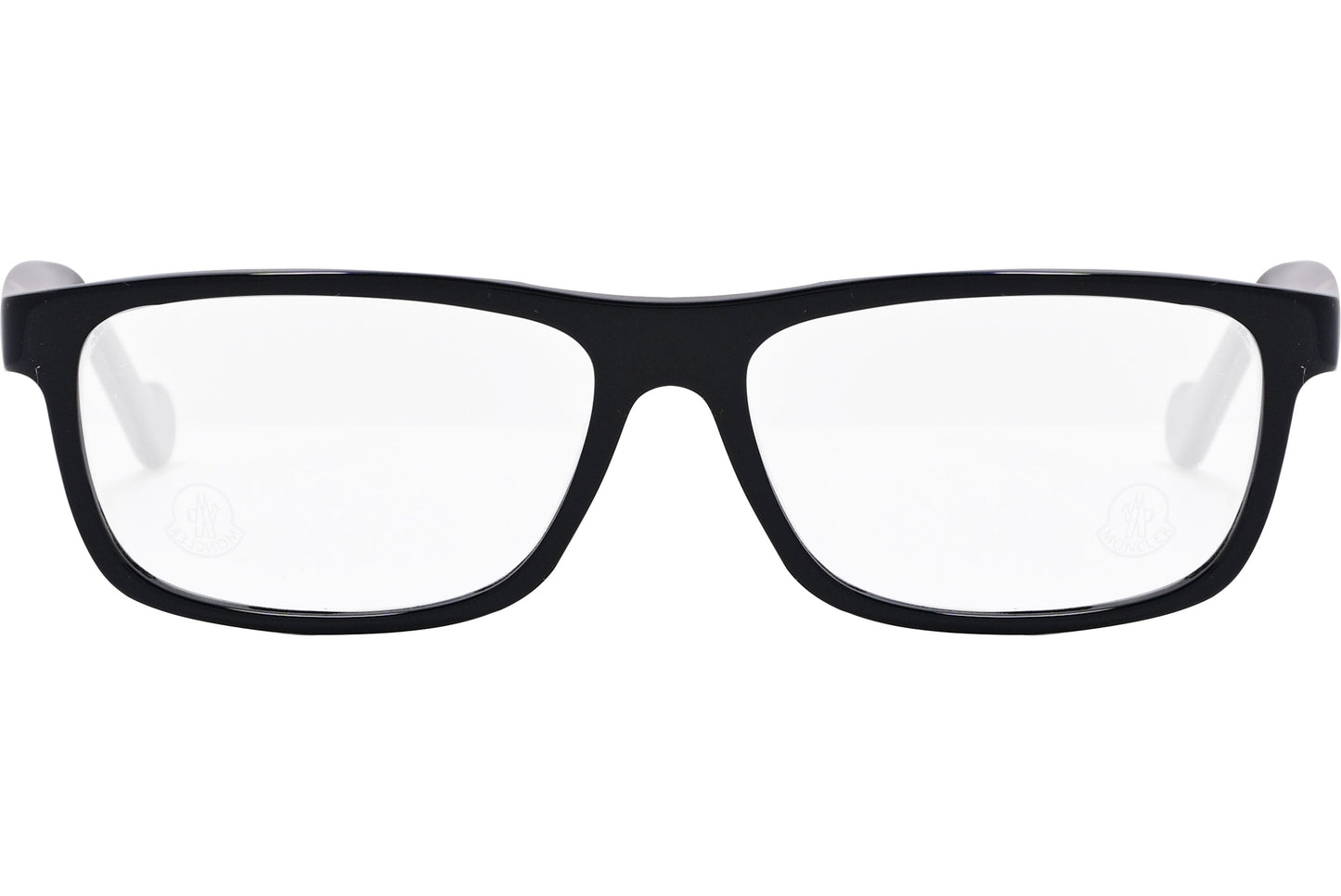 moncler round black eyeglasses frame viewed from the front.