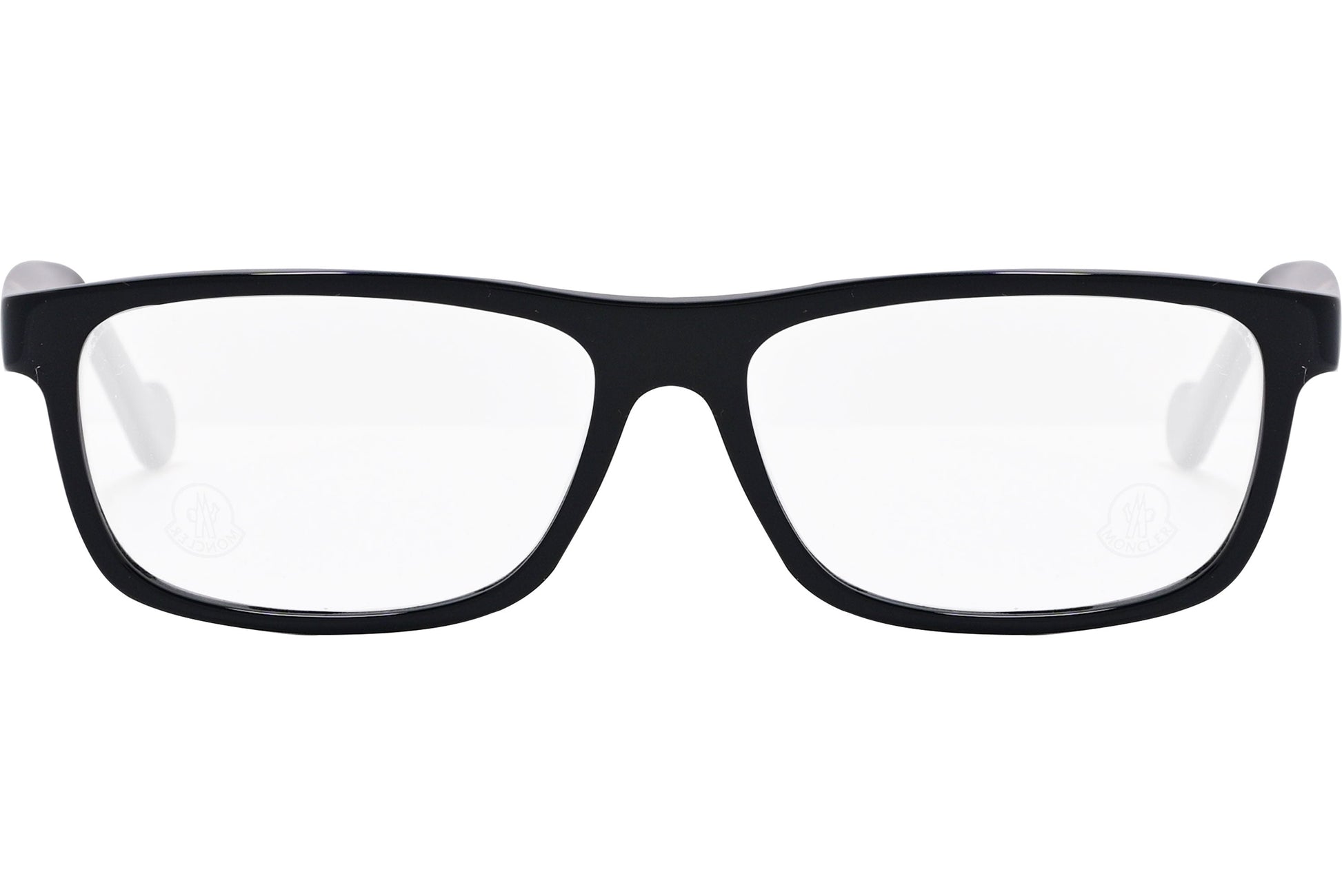 moncler round black eyeglasses frame viewed from the front.