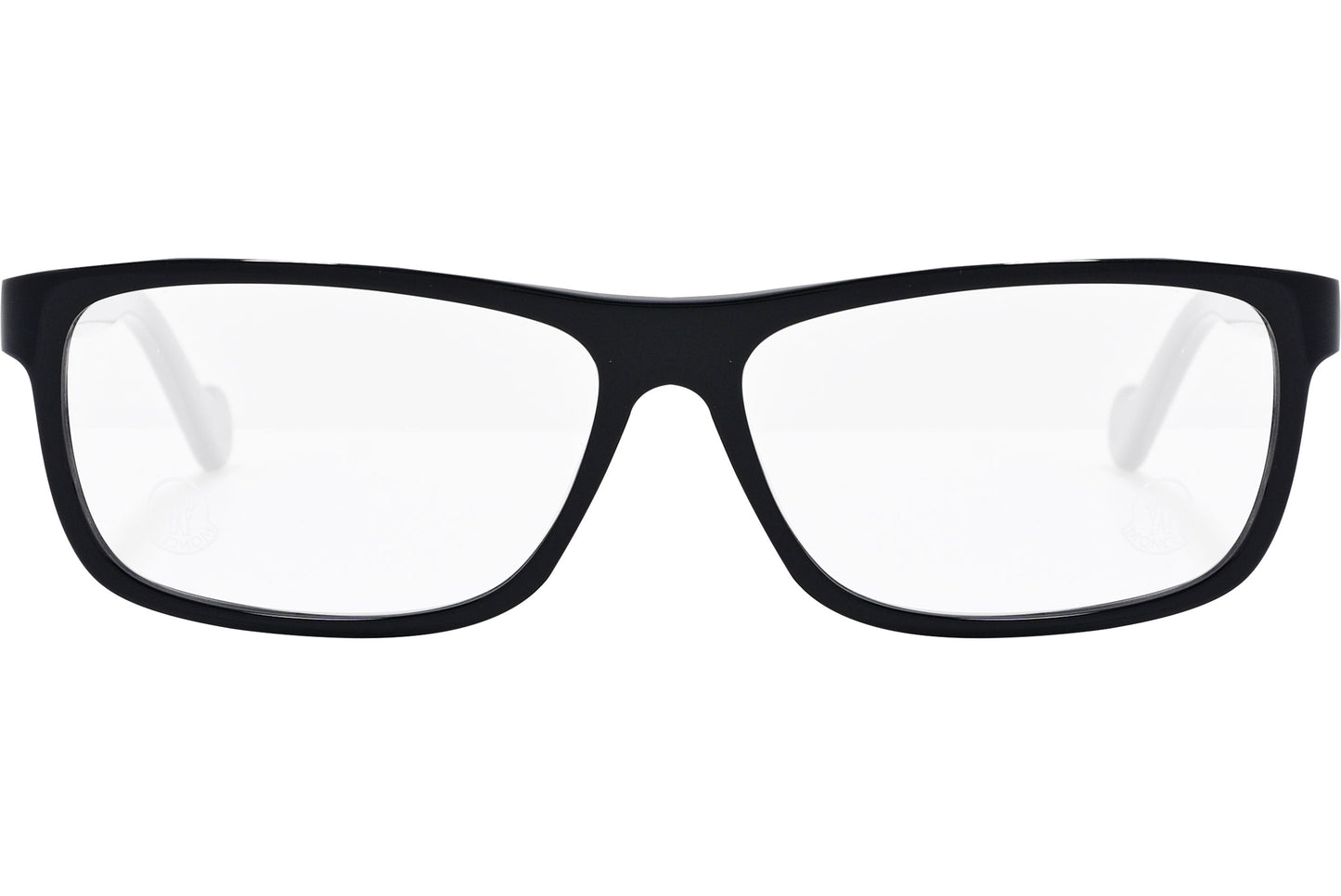 moncler round black eyeglasses frame viewed from the front.