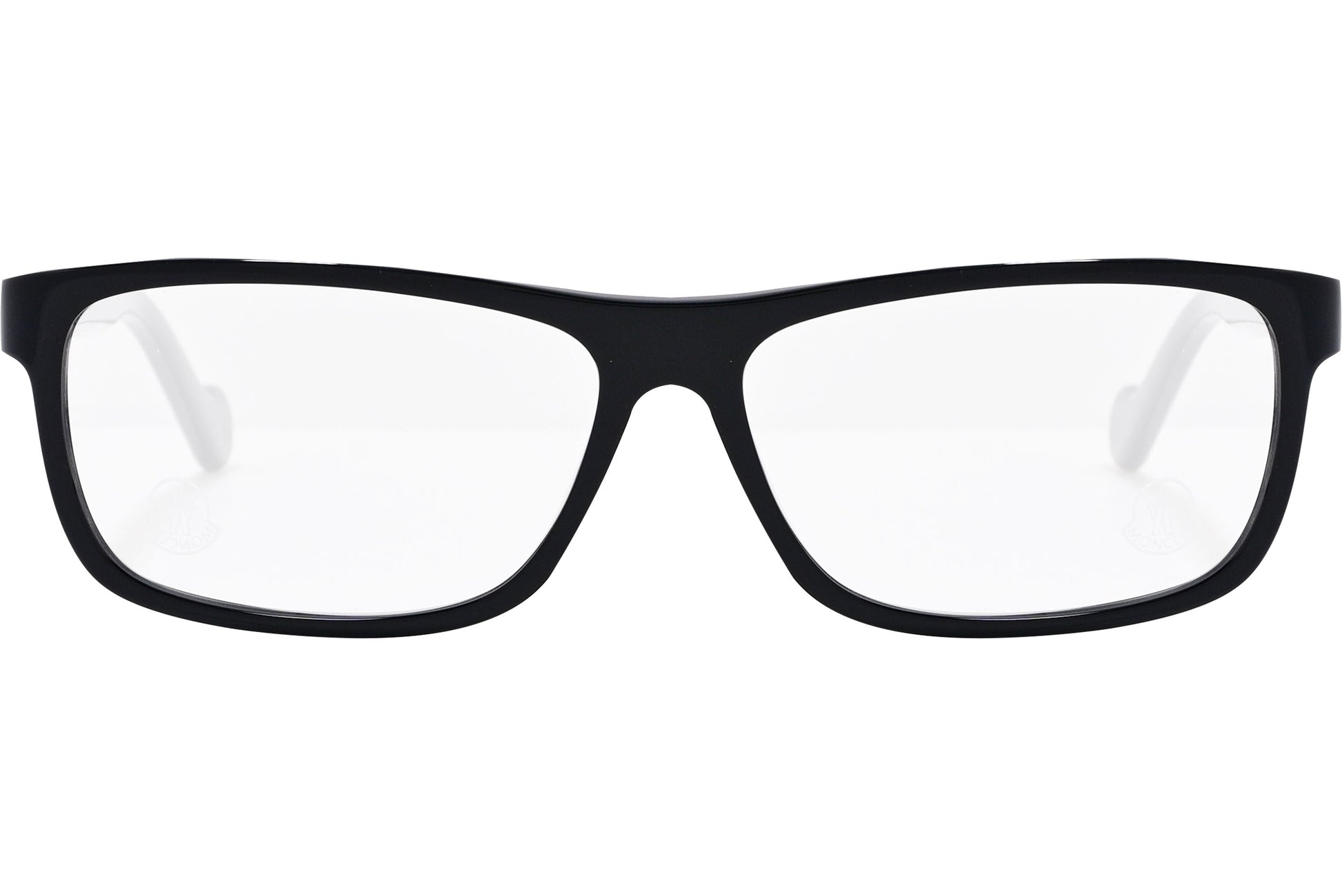 moncler round black eyeglasses frame viewed from the front.