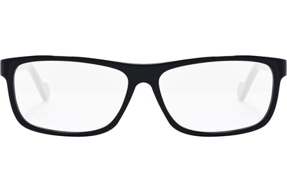 moncler round black eyeglasses frame viewed from the front.