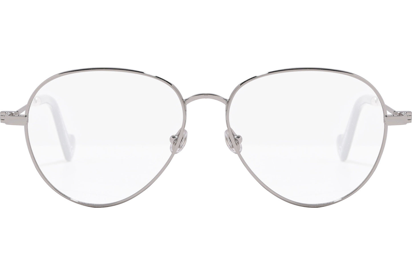 moncler round black eyeglasses frame viewed from the front.