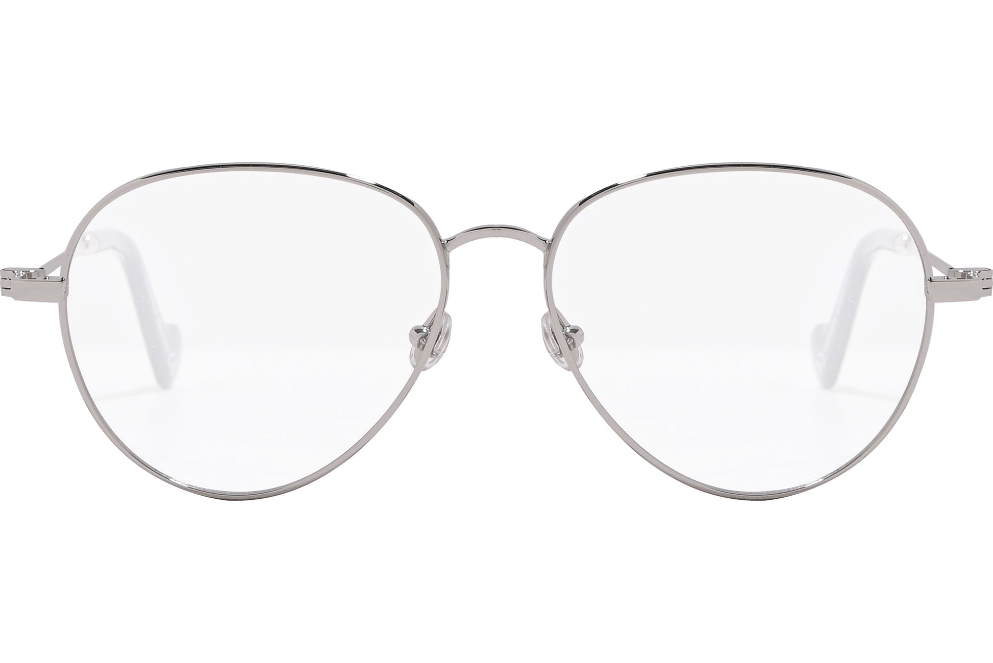 moncler round black eyeglasses frame viewed from the front.