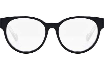 moncler round black eyeglasses frame viewed from the front.