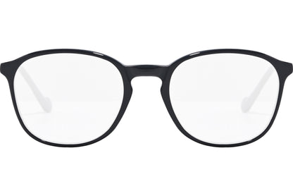 moncler round black eyeglasses frame viewed from the front.