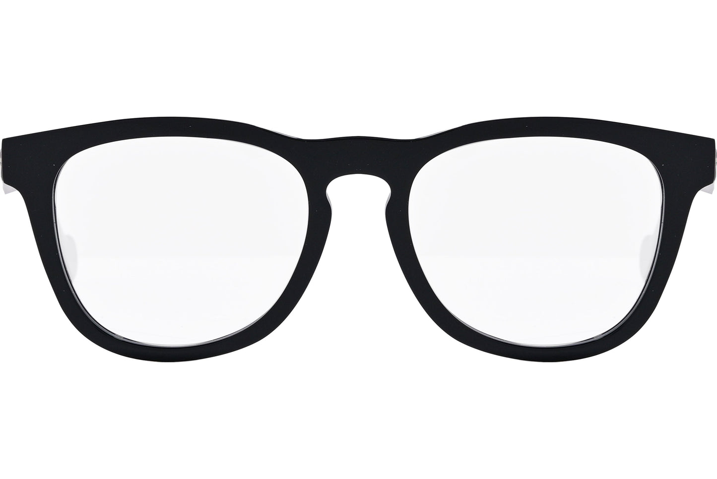 moncler round black eyeglasses frame viewed from the front.