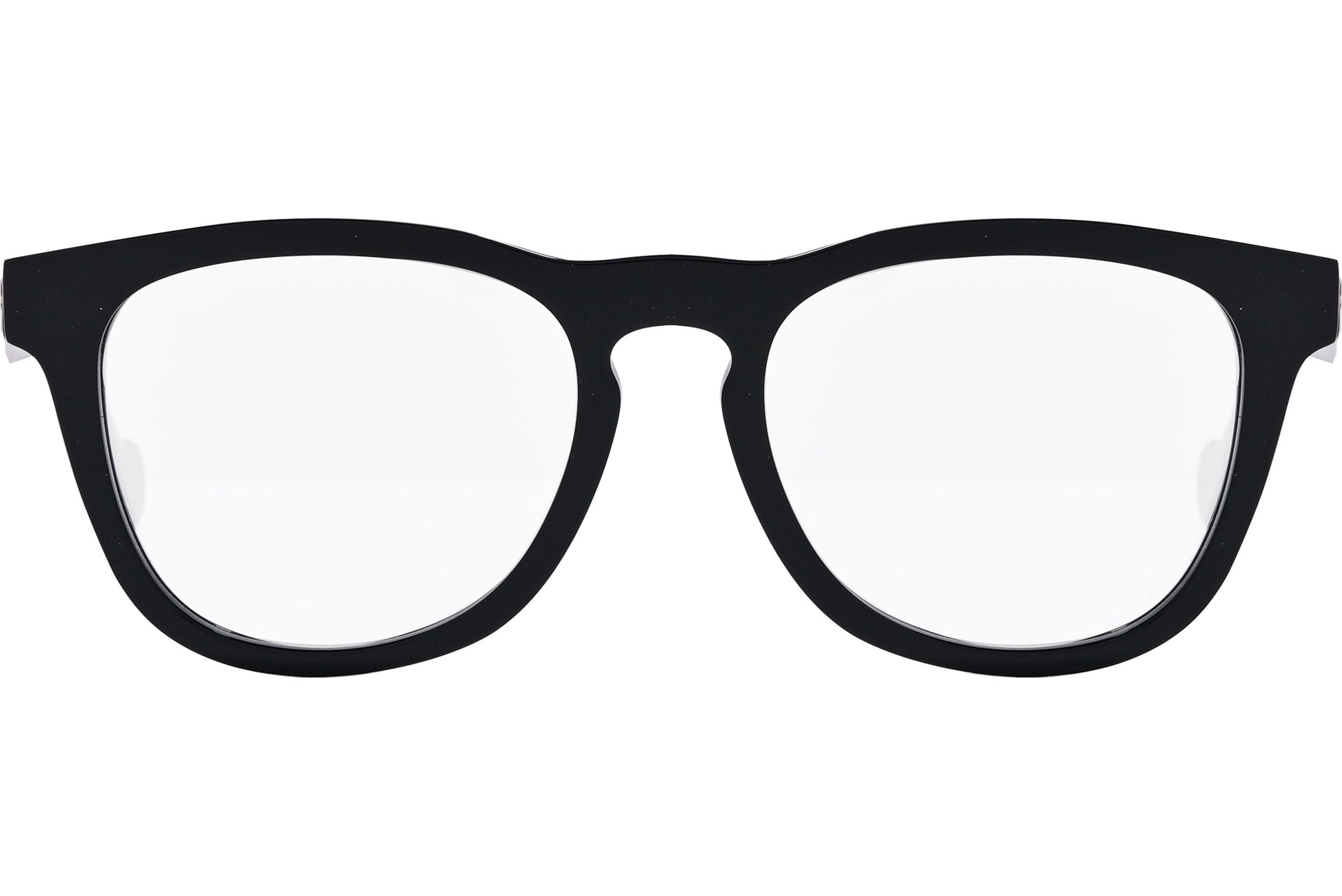 moncler round black eyeglasses frame viewed from the front.