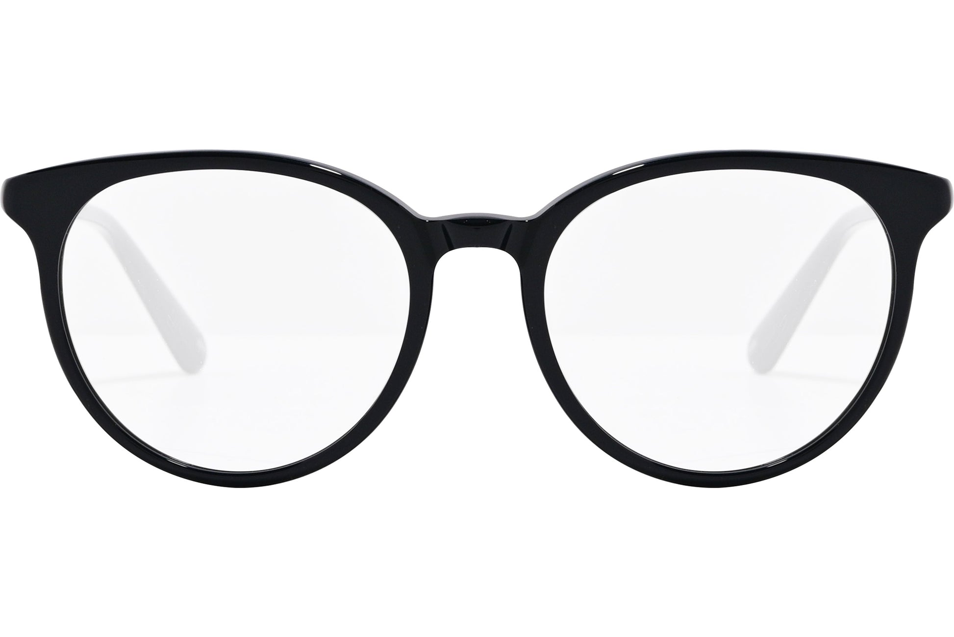 moncler round black eyeglasses frame viewed from the front.