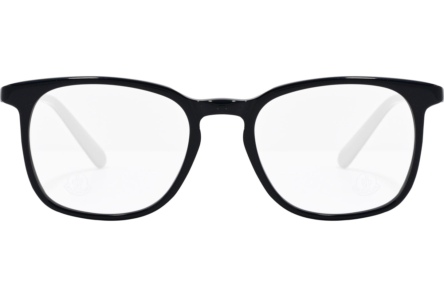 moncler round black eyeglasses frame viewed from the front.