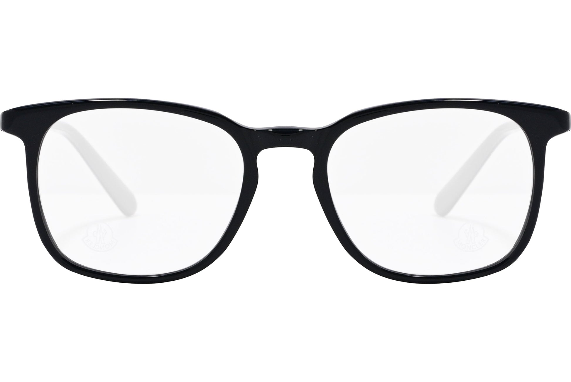 moncler round black eyeglasses frame viewed from the front.