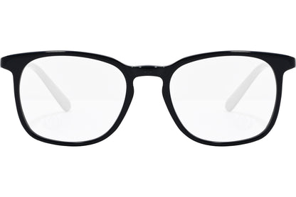 moncler round black eyeglasses frame viewed from the front.