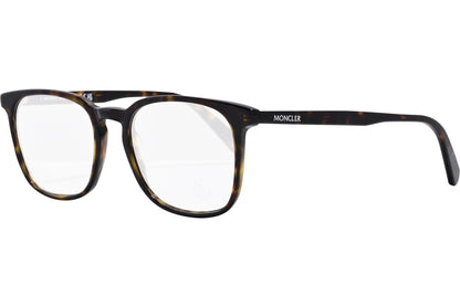 moncler round black eyeglasses frame viewed form 45 angle.