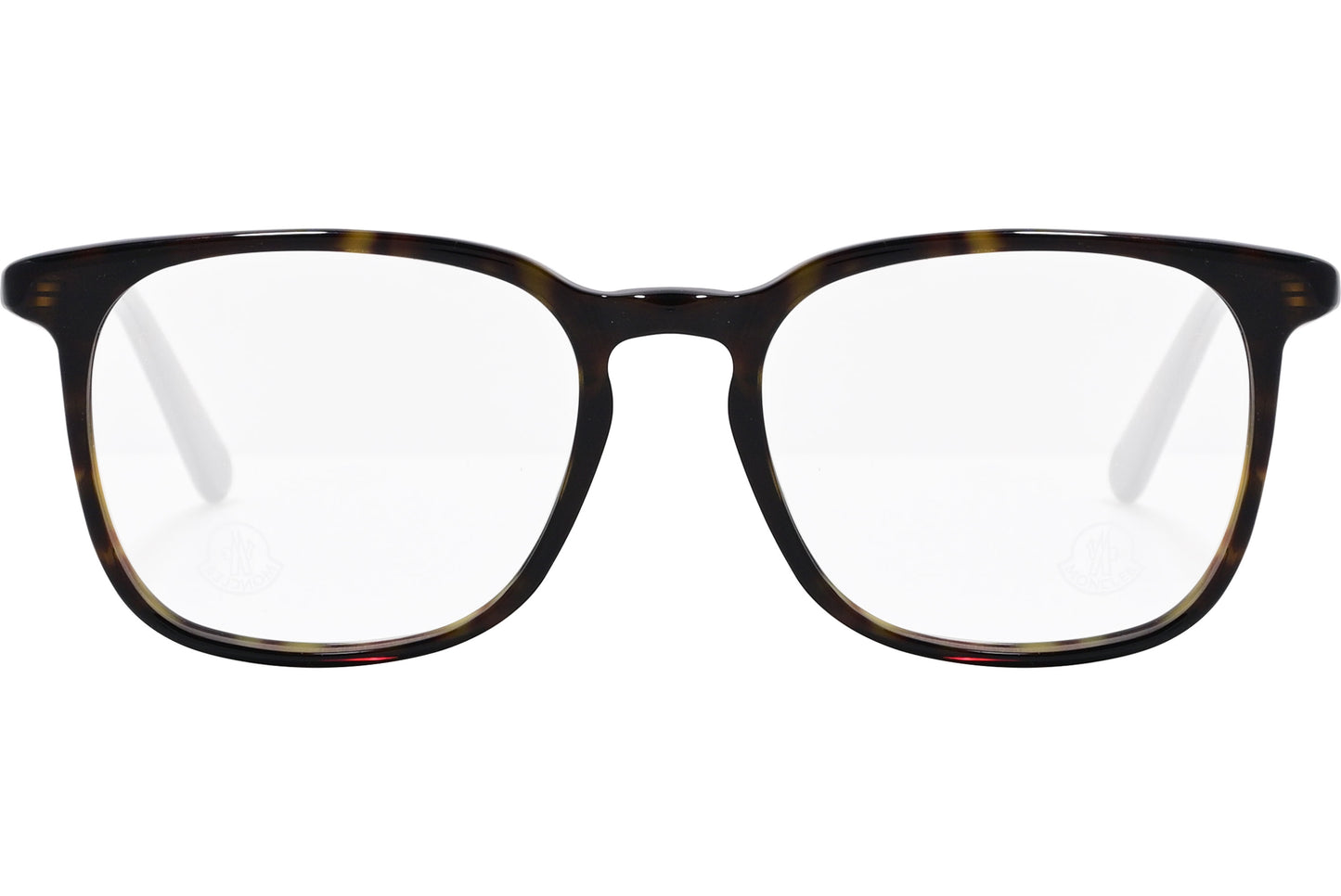 moncler round black eyeglasses frame viewed from the front.