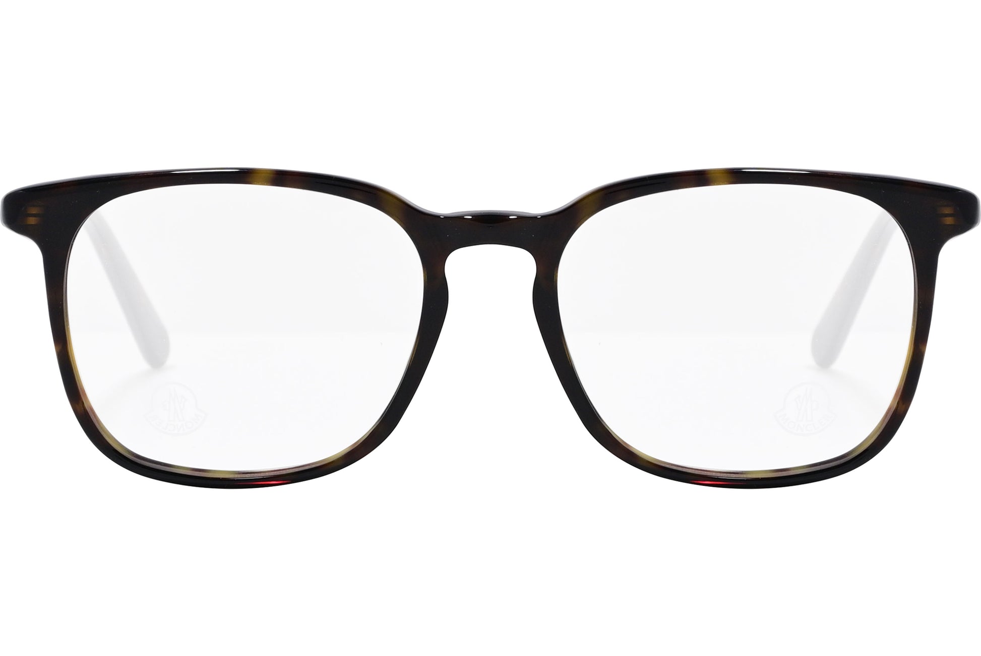 moncler round black eyeglasses frame viewed from the front.