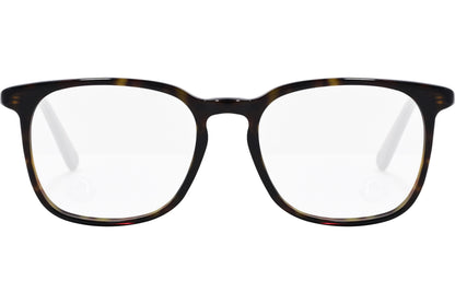 moncler round black eyeglasses frame viewed from the front.