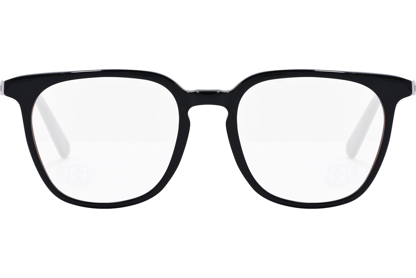 moncler round black eyeglasses frame viewed from the front.