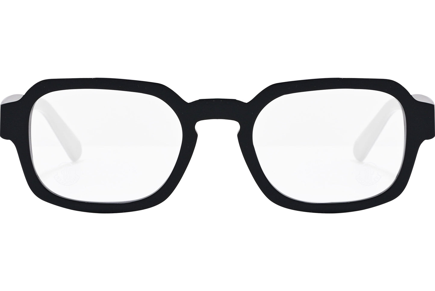 moncler round black eyeglasses frame viewed from the front.