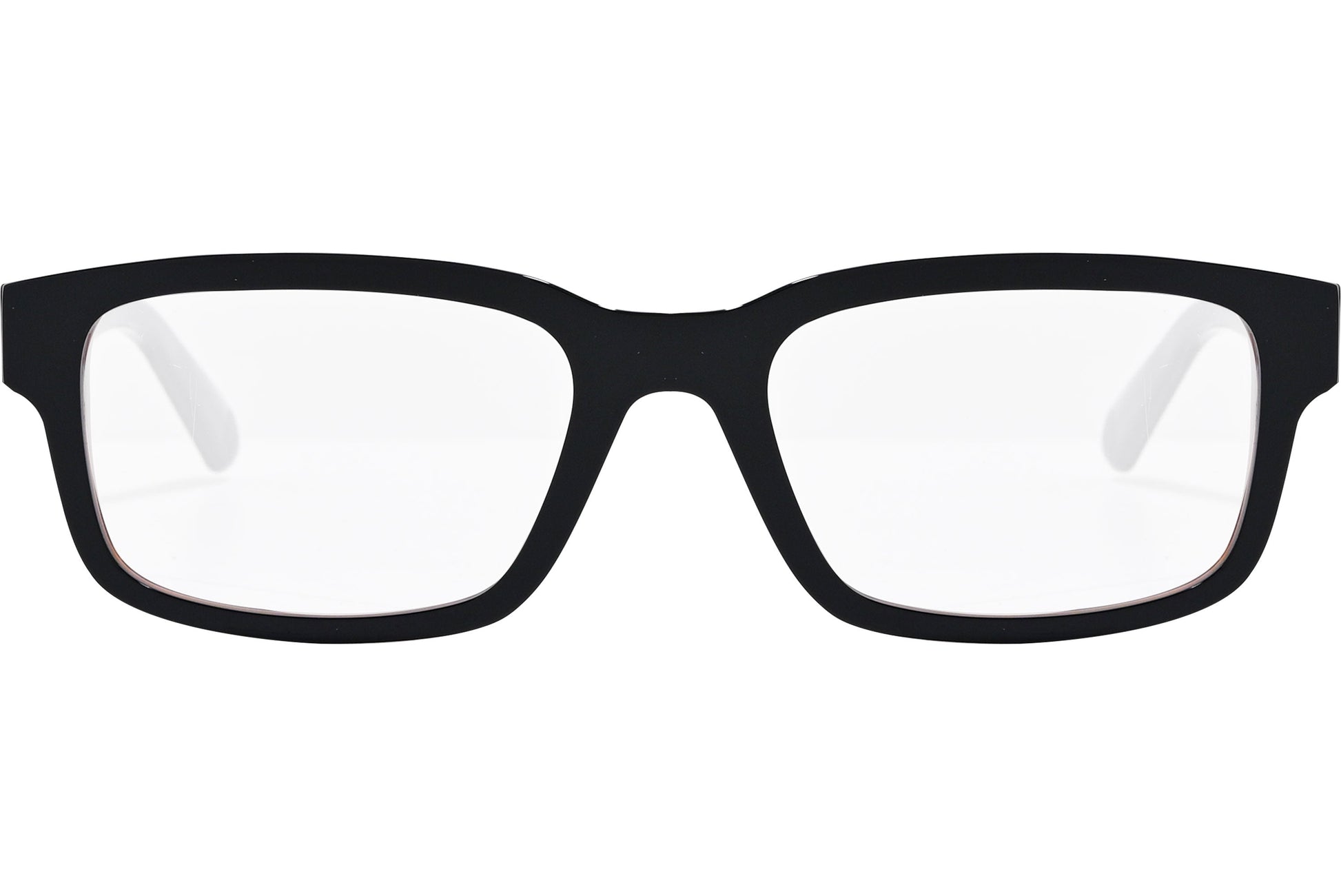 moncler round black eyeglasses frame viewed from the front.