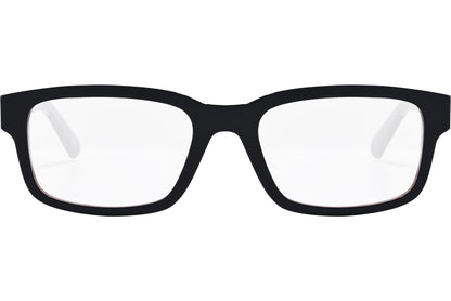 moncler round black eyeglasses frame viewed from the front.