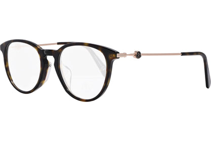 moncler oval tortoise eyeglasses frame viewed from a 45-degree angle.