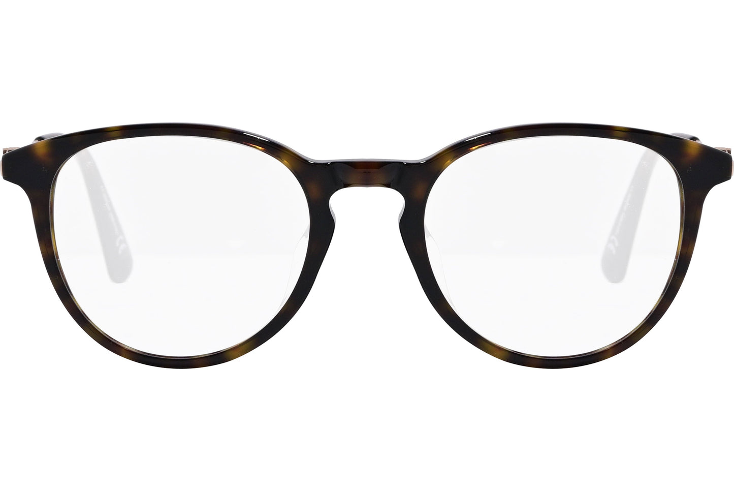 moncler round black eyeglasses frame viewed from the front.