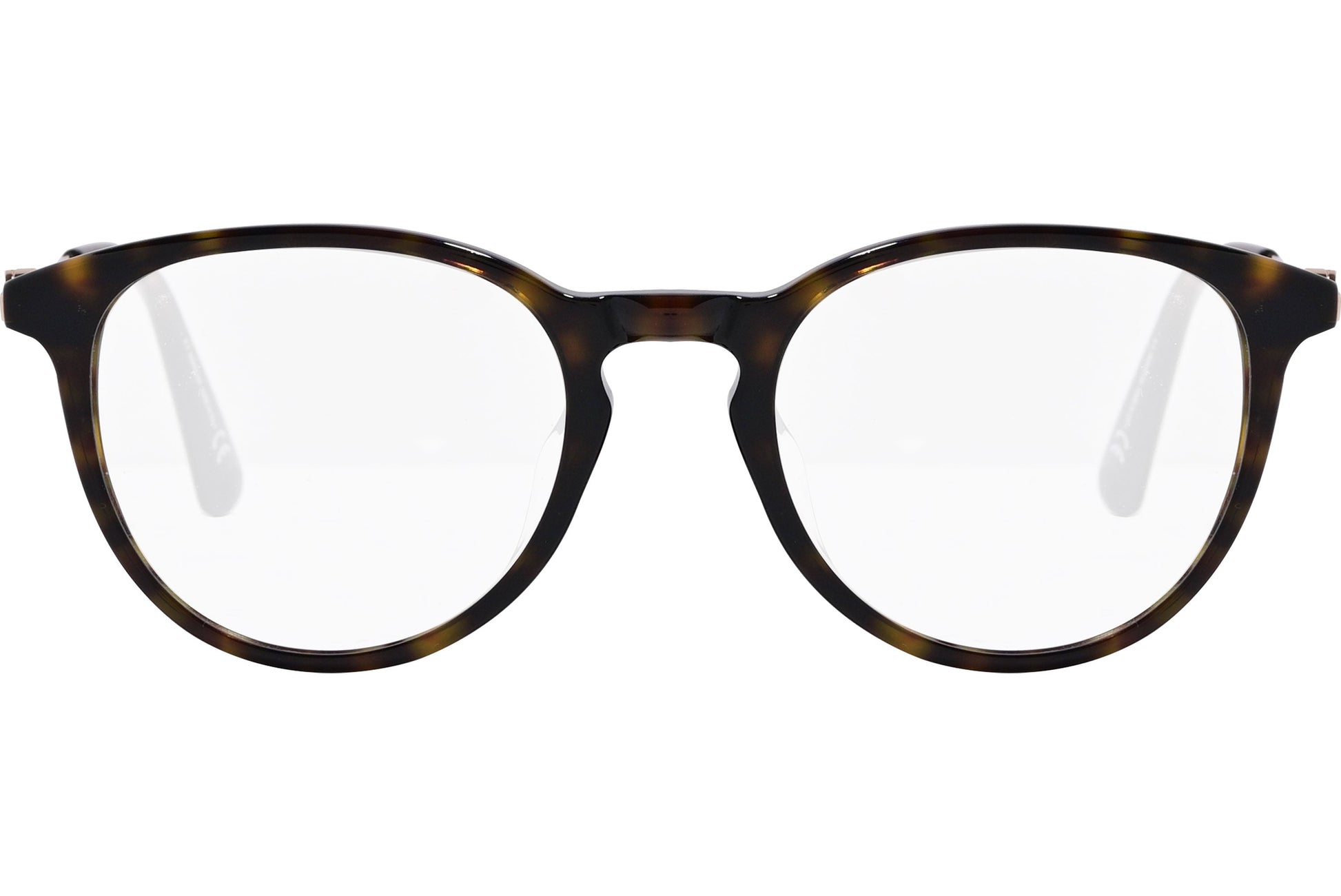 moncler round black eyeglasses frame viewed from the front.