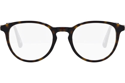 moncler round black eyeglasses frame viewed from the front.