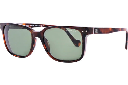 Moncler Tortoise Color Rectangle Sunglasses Viewed From A 45-Degree Angle.