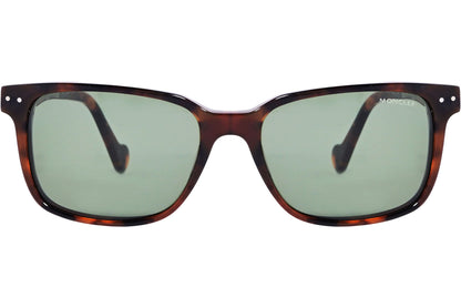 Moncler Tortoise Color Rectangle Sunglasses Viewed From Front Angle.