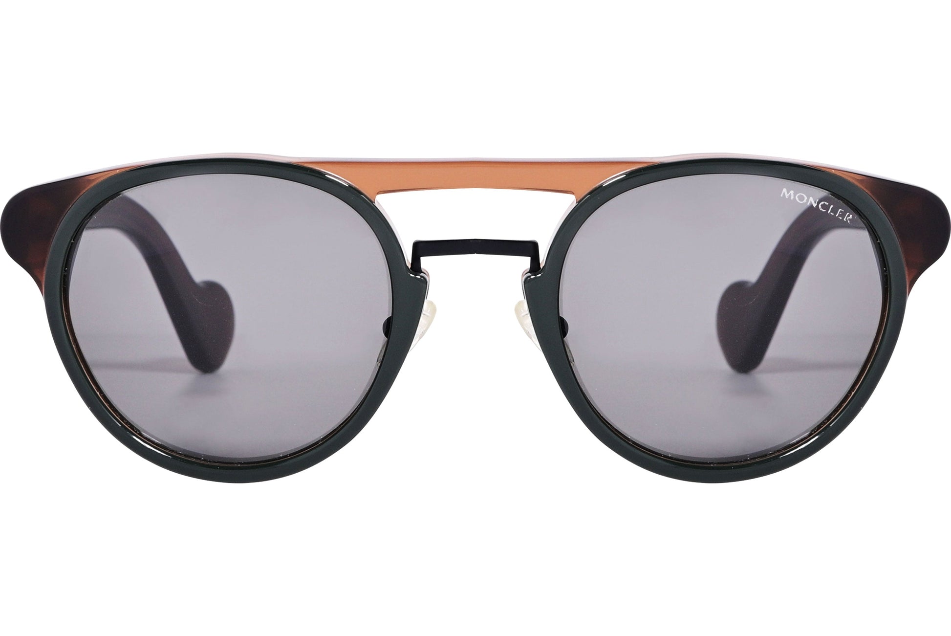 Moncler Brown Color Aviator Sunglasses Viewed From Front Angle.