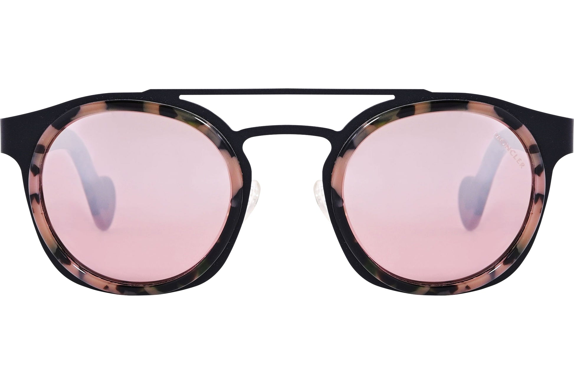 Moncler Tortoise Color Aviator Sunglasses Viewed From Front Angle.