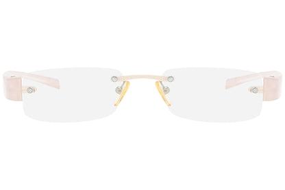 moya rimless light pink eyeglasses frame viewed from front view.