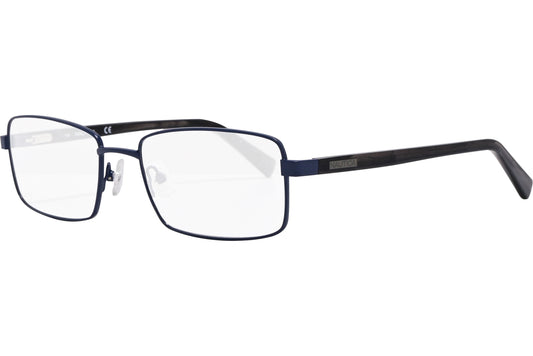 nautica rectangle navy blue eyeglasses frame viewed from a 45-degree angle.