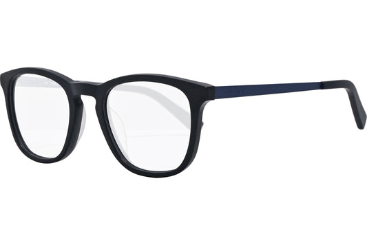 nautica square black eyeglasses frame viewed from a 45-degree angle.