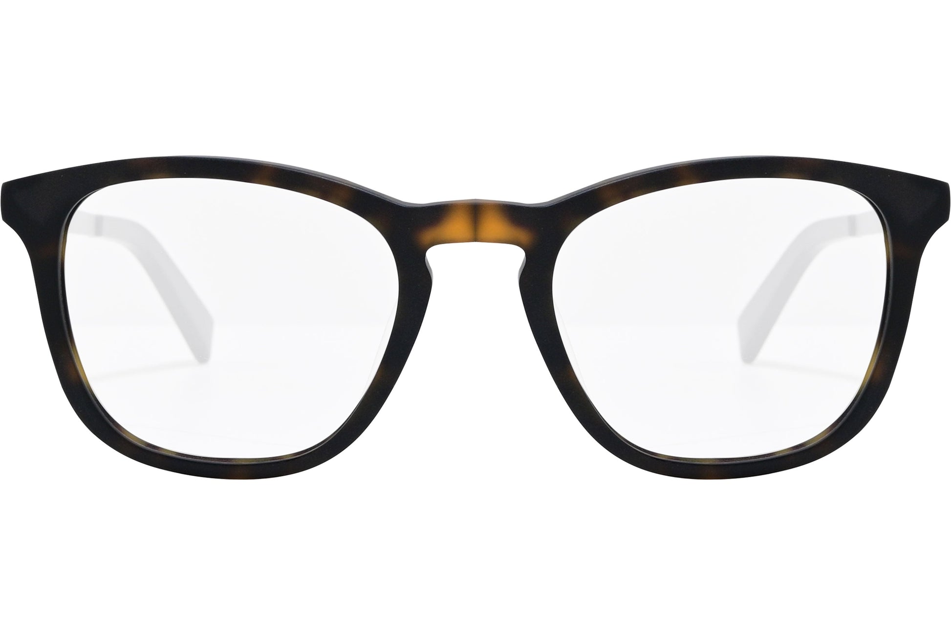 nautica square tortoise eyeglasses frame viewed from front angle.