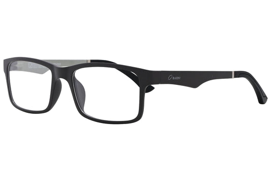 obahn! rectangle black eyeglasses frame viewed from a 45-degree angle.