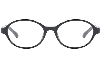 Front view of stylish eyeglasses with sleek frame design