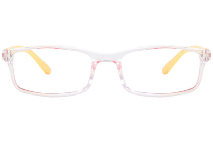 Front view of stylish eyeglasses with sleek frame design