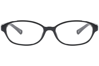 Front view of stylish eyeglasses with sleek frame design